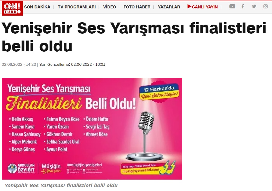 Yenişehir Ses Yarışması finalistleri belli oldu