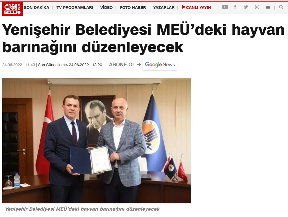 Yenişehir Belediyesi MEÜ’deki hayvan barınağını yeniden düzenleyecek