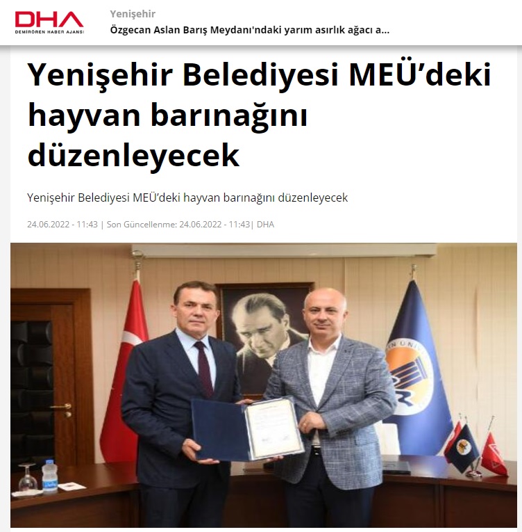 Yenişehir Belediyesi MEÜ’deki hayvan barınağını yeniden düzenleyecek