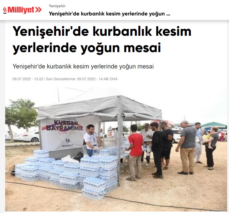 Yenişehir Belediyesinden kurbanlık kesim yerlerinde yoğun mesai