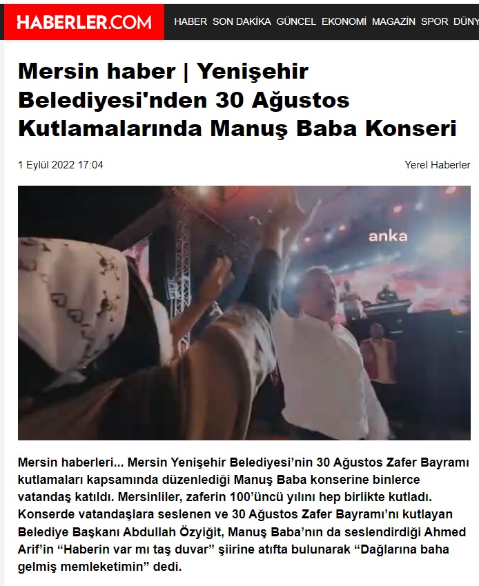 Yenişehir Belediyesi Manuş Baba’yı Mersinlilerle buluşturdu