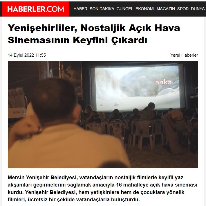 Yenişehirliler nostaljik açık hava sinemasının keyfini çıkardı