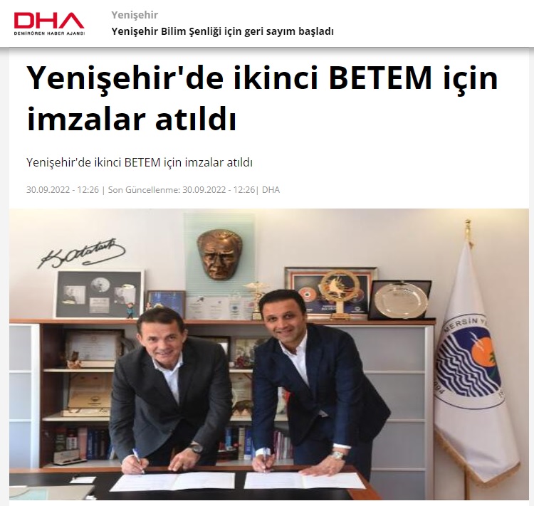 Başkan Abdullah Özyiğit, ikinci BETEM için imzayı attı
