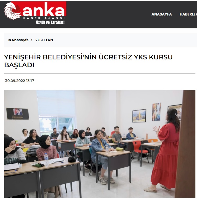 Yenişehir Belediyesinin ücretsiz YKS kursu başladı