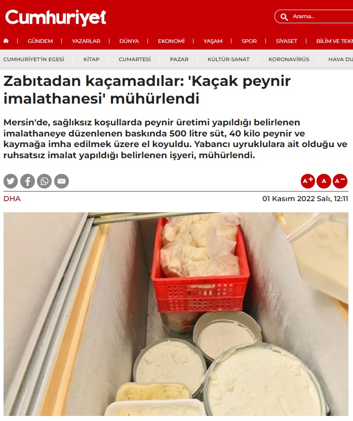 Yenişehir Belediyesi kaçak ve sağlıksız peynir imalathanesini mühürledi