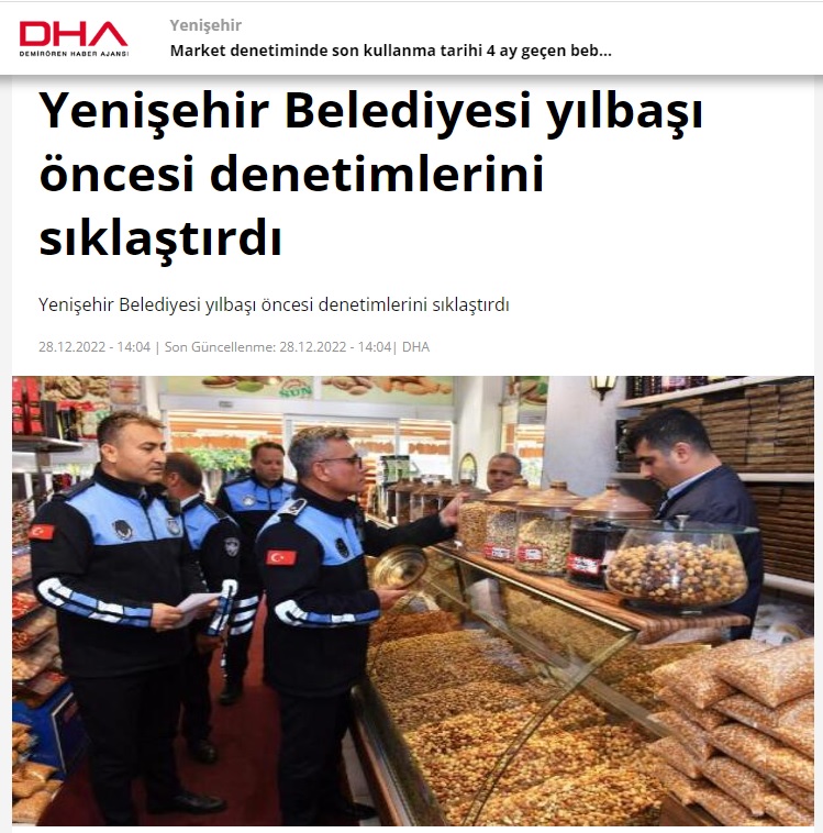 Yenişehir Belediyesi yılbaşı öncesi denetimlerini sıklaştırdı