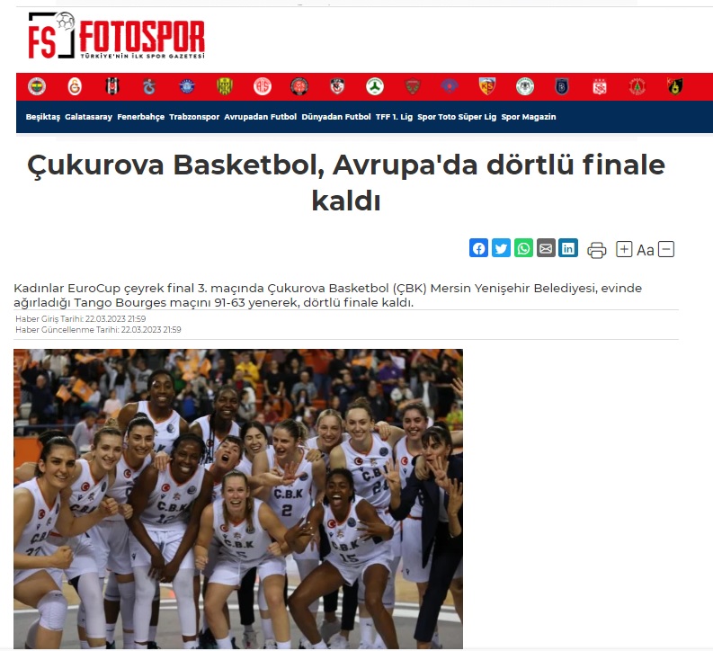 ÇBK Mersin Yenişehir Belediyesi, Final Four'da