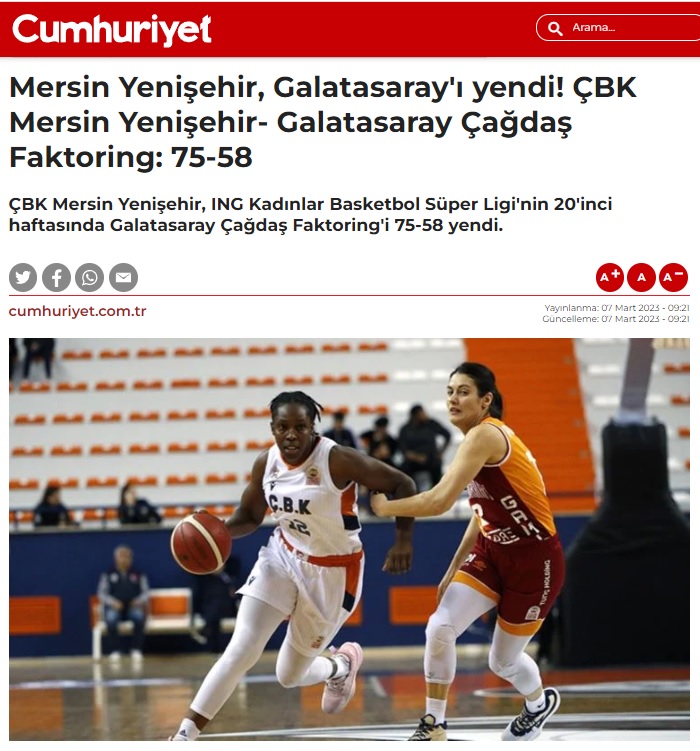 ÇBK Mersin Yenişehir Belediyesi liderliğini korudu