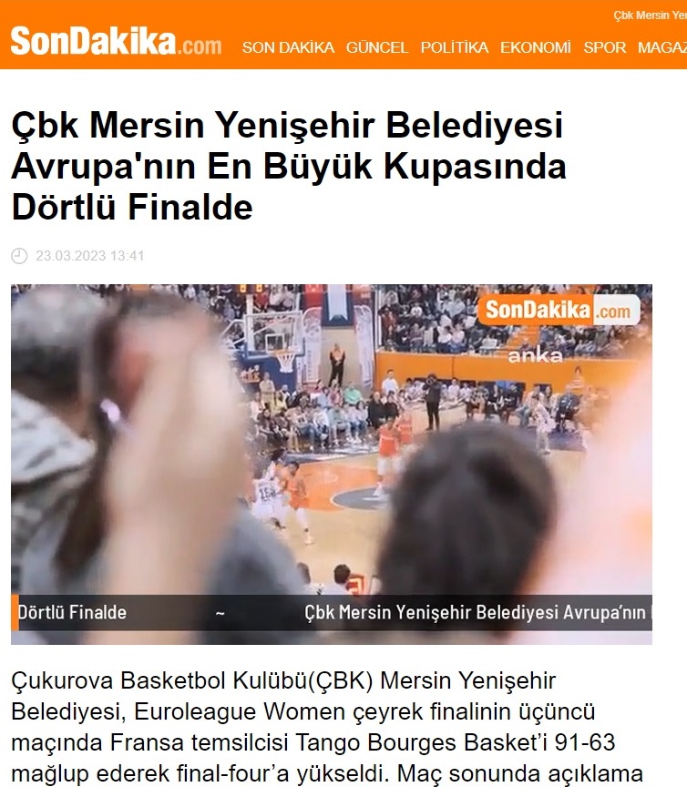 ÇBK Mersin Yenişehir Belediyesi Avrupa’nın en büyük kupasında dörtlü finalde