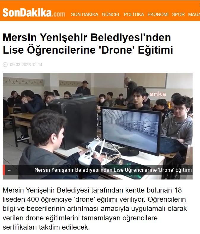 Yenişehir Belediyesinden lise öğrencilerine drone eğitimi