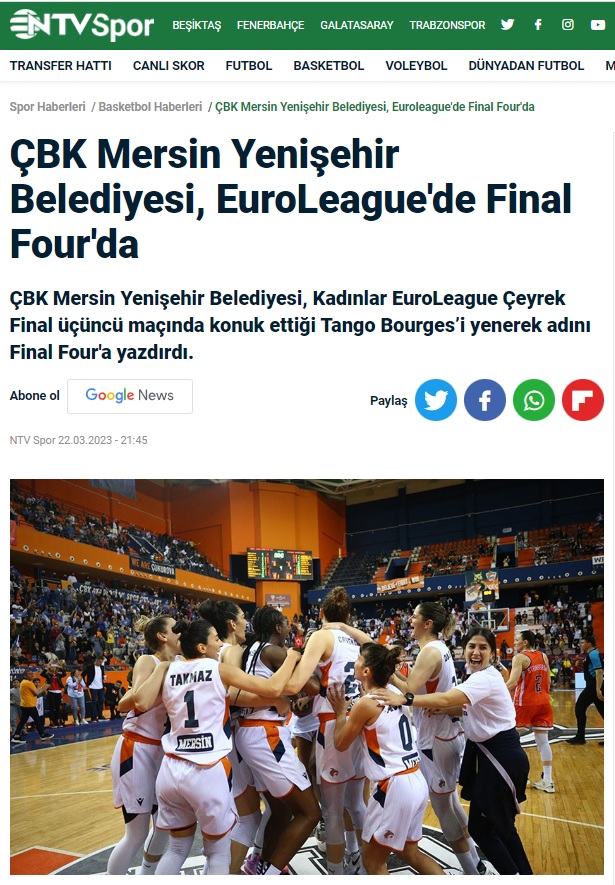 ÇBK Mersin Yenişehir Belediyesi, EuroLeague'de Final Four'da