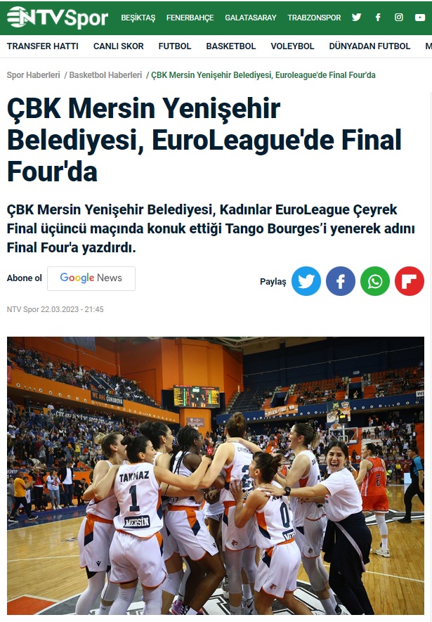 ÇBK Mersin Yenişehir Belediyesi, EuroLeague'de Final Four'da