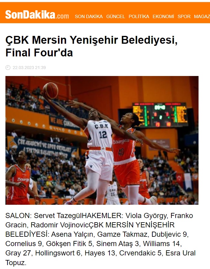  ÇBK Mersin Yenişehir Belediyesi, Final Four'da