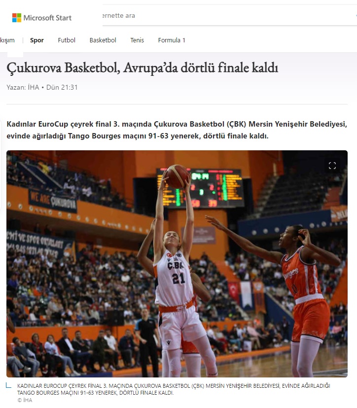 Çukurova Basketbol, Avrupa’da dörtlü finale kaldı