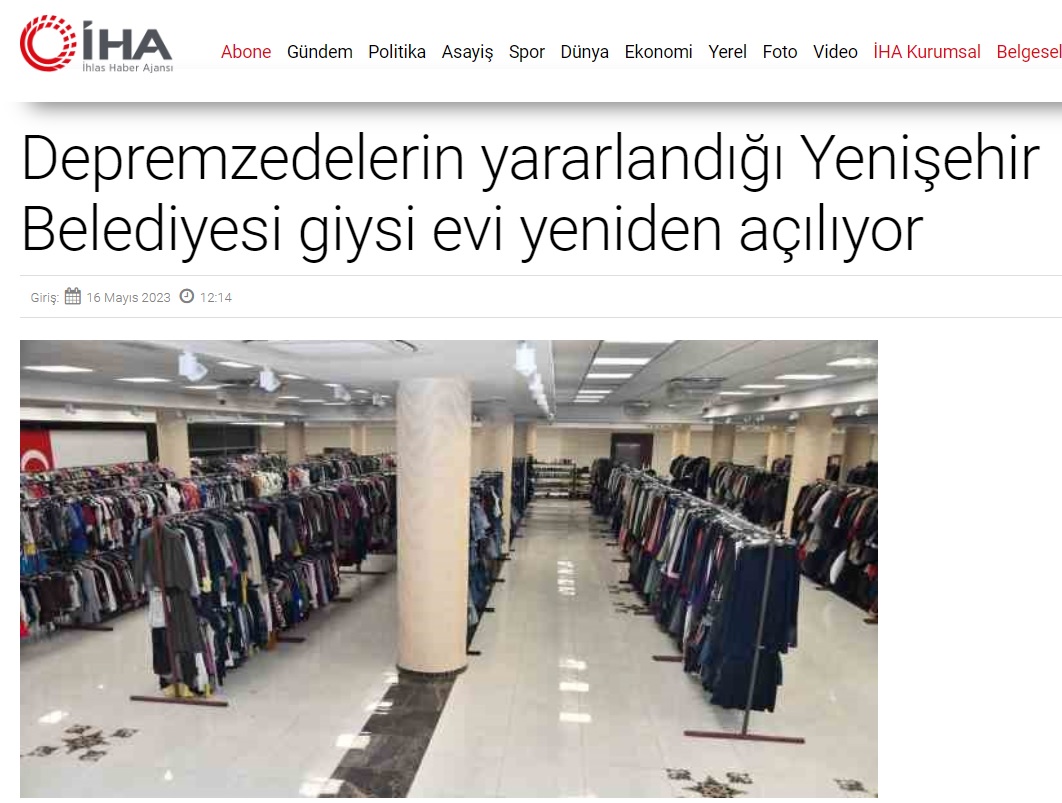 Yenişehir Belediyesi 40 bin depremzedenin yararlandığı Giysi Evi’ni tekrar açıyor