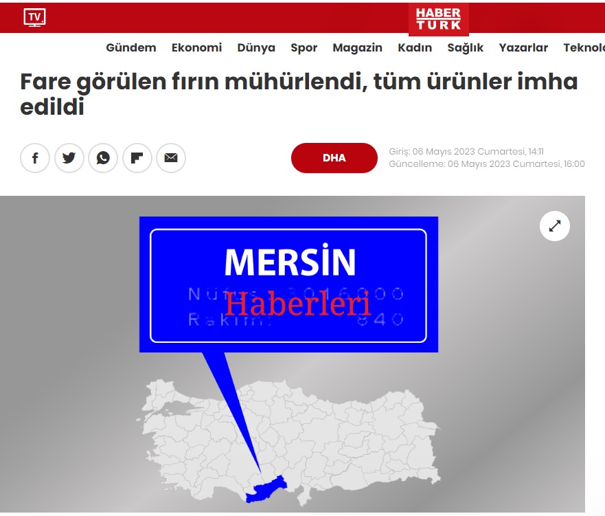 Fare görülen fırın mühürlendi, tüm ürünler imha edildi