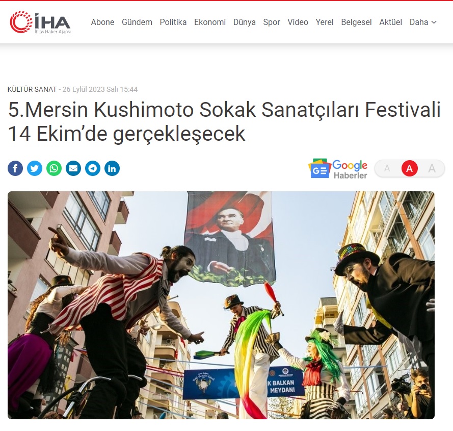 5. Mersin Kushimoto Sokak Sanatçıları Festivali 14 Ekim’de yapılacak