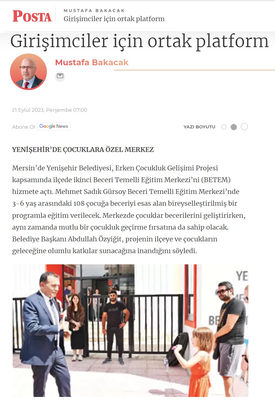 YENİŞEHİR’DE ÇOCUKLARA ÖZEL MERKEZ