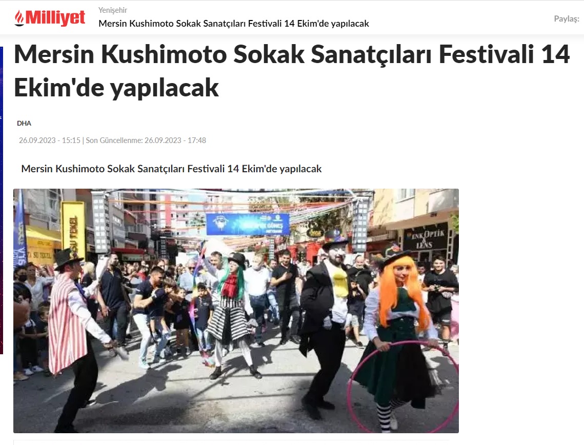 5. Mersin Kushimoto Sokak Sanatçıları Festivali 14 Ekim’de yapılacak