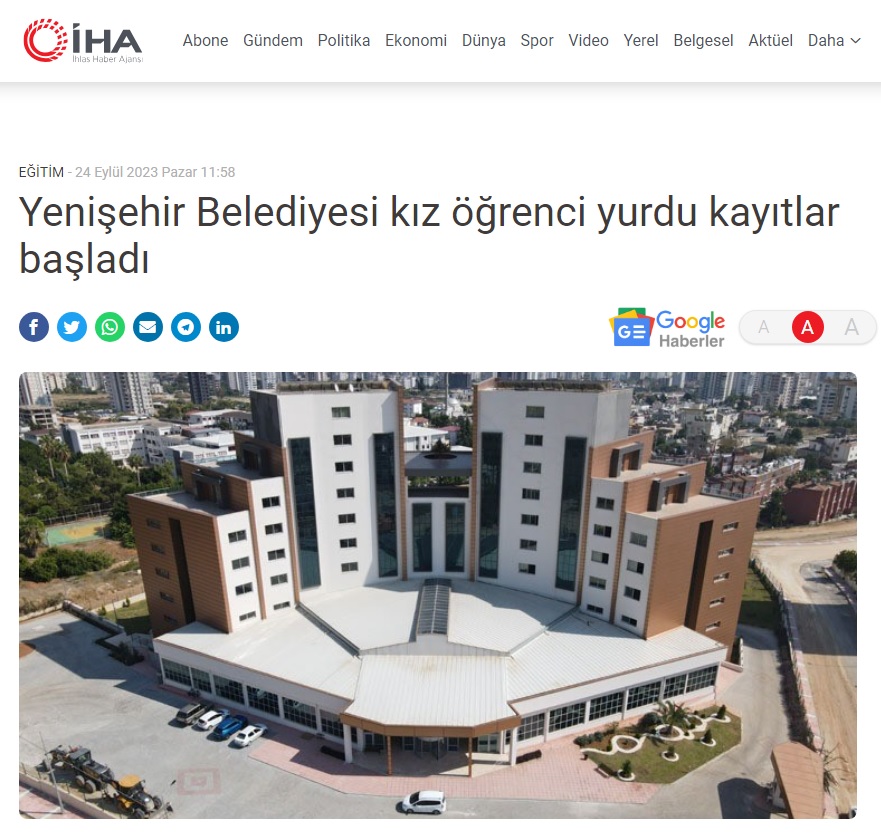 Yenişehir Belediyesi kız öğrenci yurdu için kayıtlar başladı