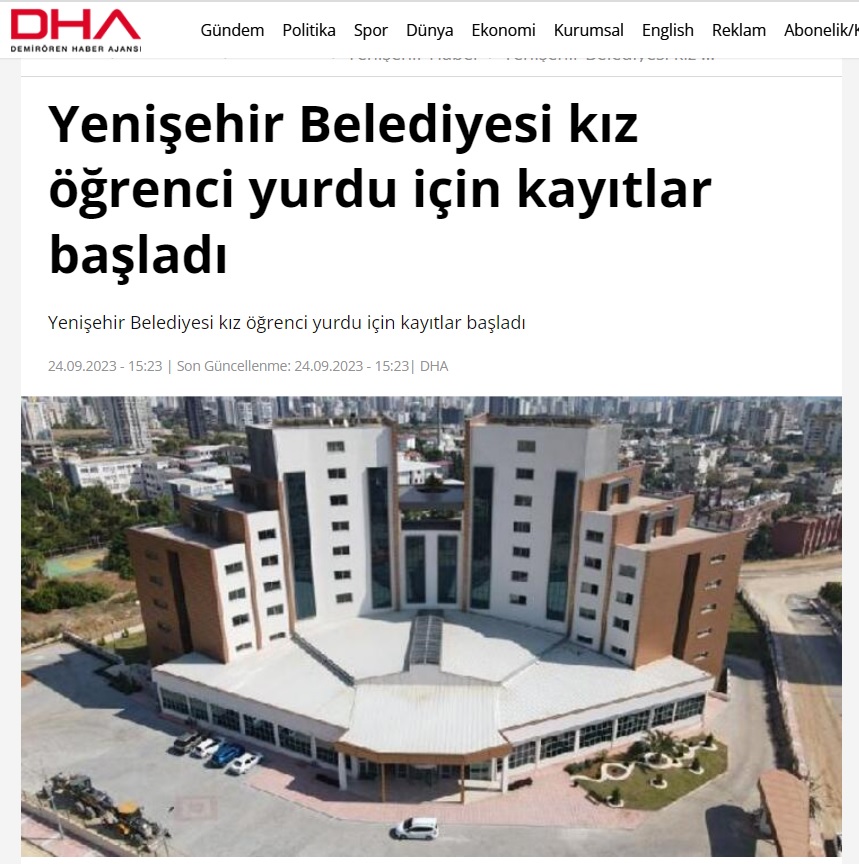 Yenişehir Belediyesi kız öğrenci yurdu için kayıtlar başladı