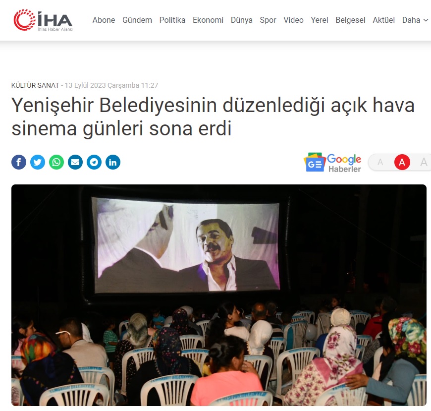 Mersin Yenişehir Belediyesinin açık hava sinema günleri sona erdi