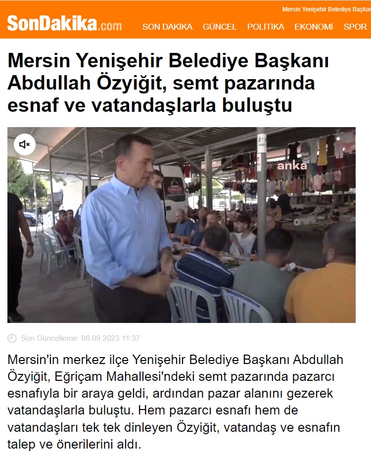 Başkan Abdullah Özyiğit, pazarcı esnafı ve vatandaşlarla buluştu