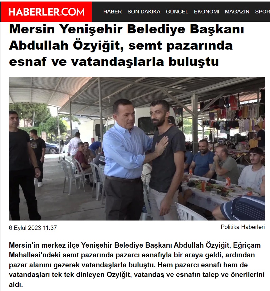 Başkan Abdullah Özyiğit, pazarcı esnafı ve vatandaşlarla buluştu