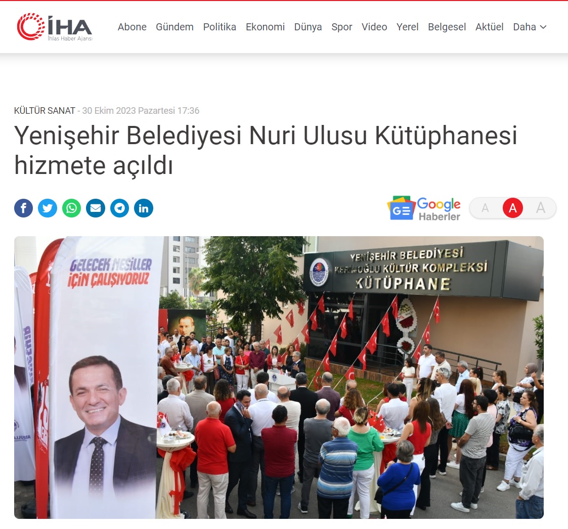 Yenişehir Belediyesi Nuri Ulusu Kütüphanesi hizmete açıldı