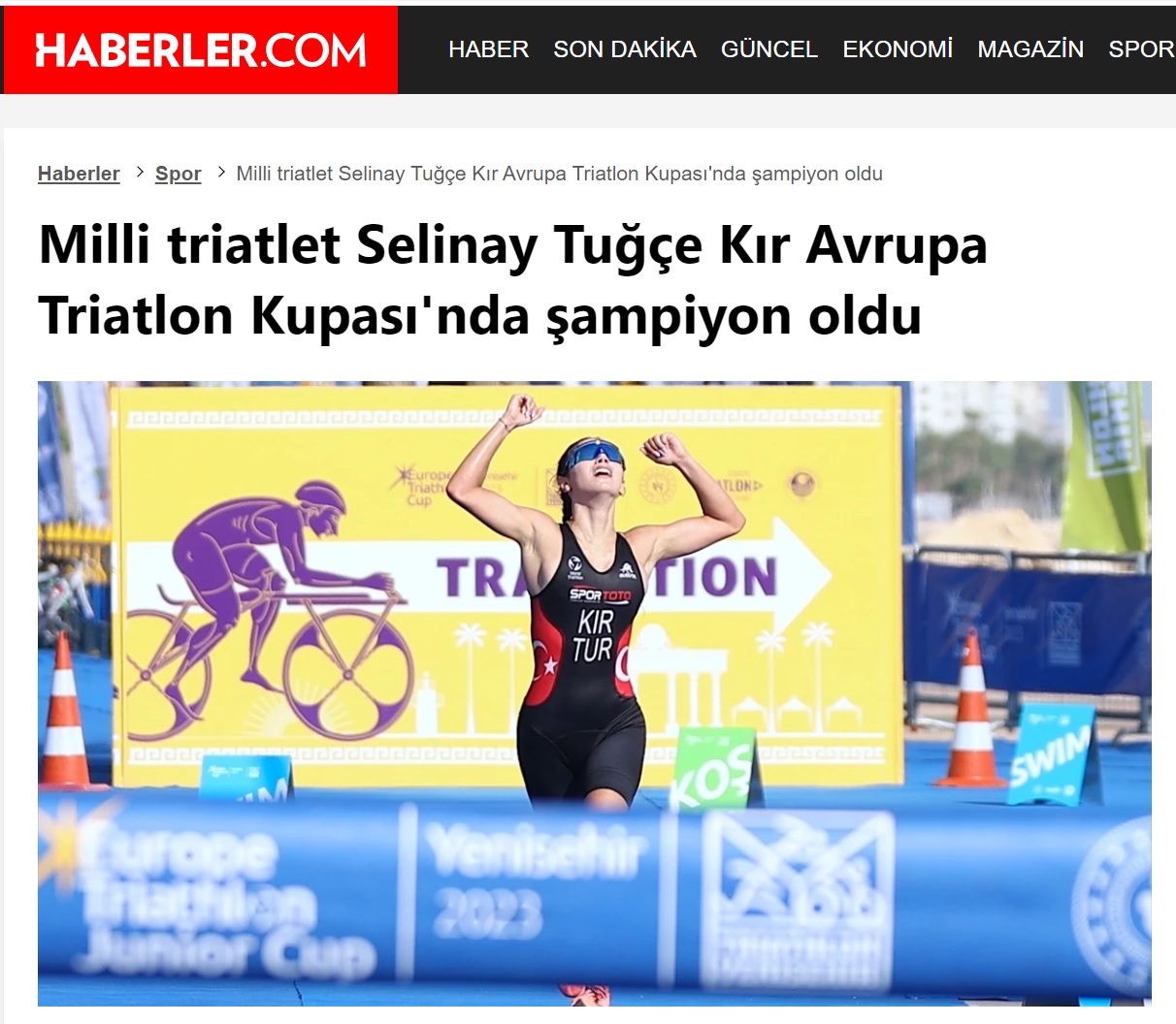 Yenişehir Avrupa Triatlon Kupası'nda milli triatlet Selinay Tuğçe Kır altın madalya kazandı