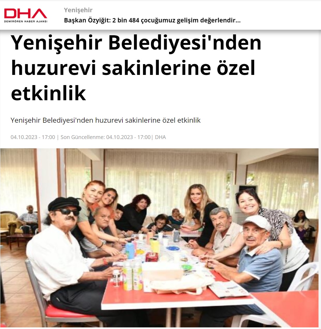 Yenişehir Belediyesinden huzurevi sakinlerine özel etkinlik