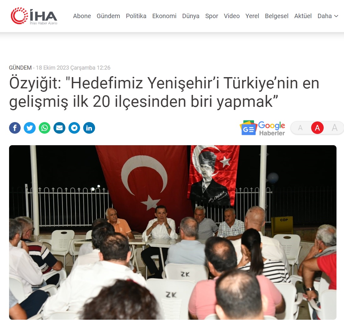Başkan Özyiğit, “Hedefimiz Yenişehir’i Türkiye’nin en gelişmiş ilk 20 ilçesinden biri yapmak”