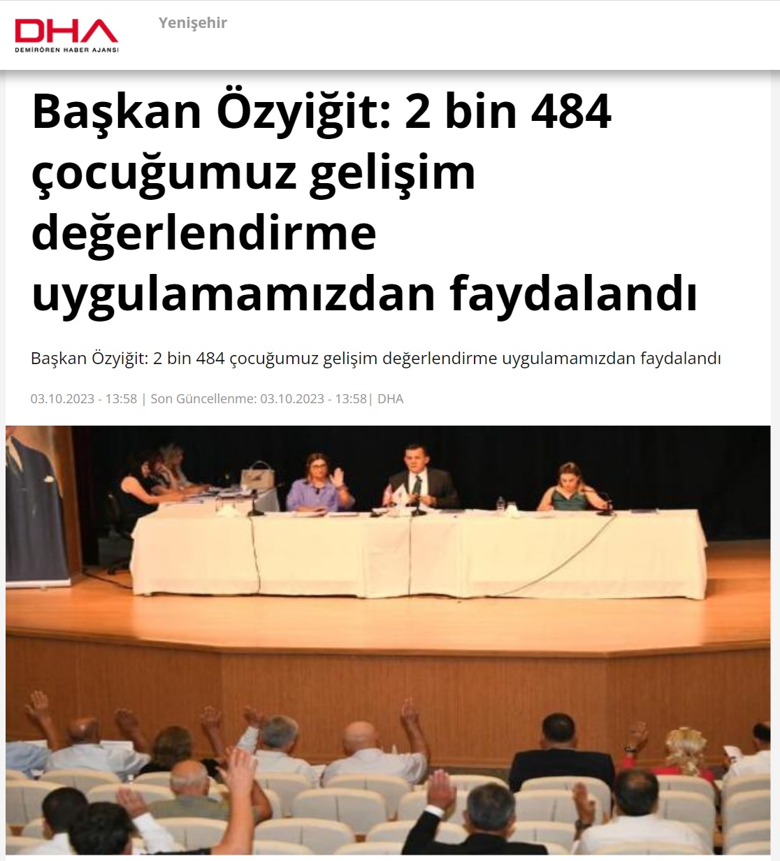 Başkan Özyiğit, “2 bin 484 çocuğumuz gelişim değerlendirme uygulamamızdan faydalandı”