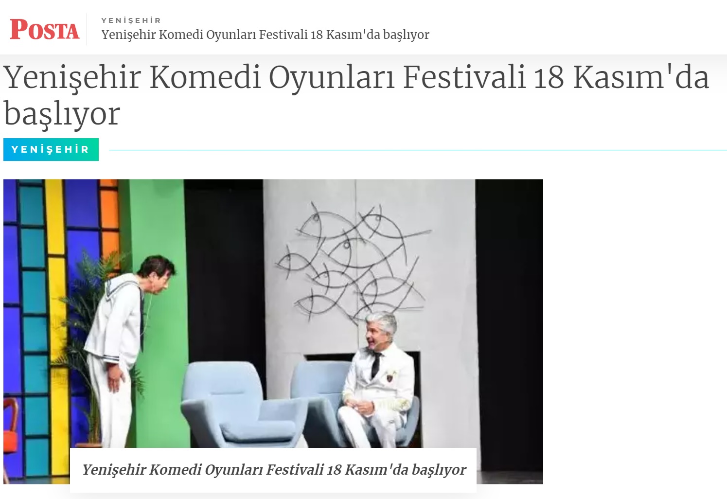 3. Yenişehir Komedi Oyunları Festivali 18 Kasım’da başlıyor