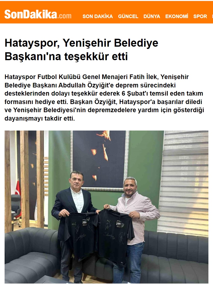 Hatayspor’dan Başkan Abdullah Özyiğit’e teşekkür