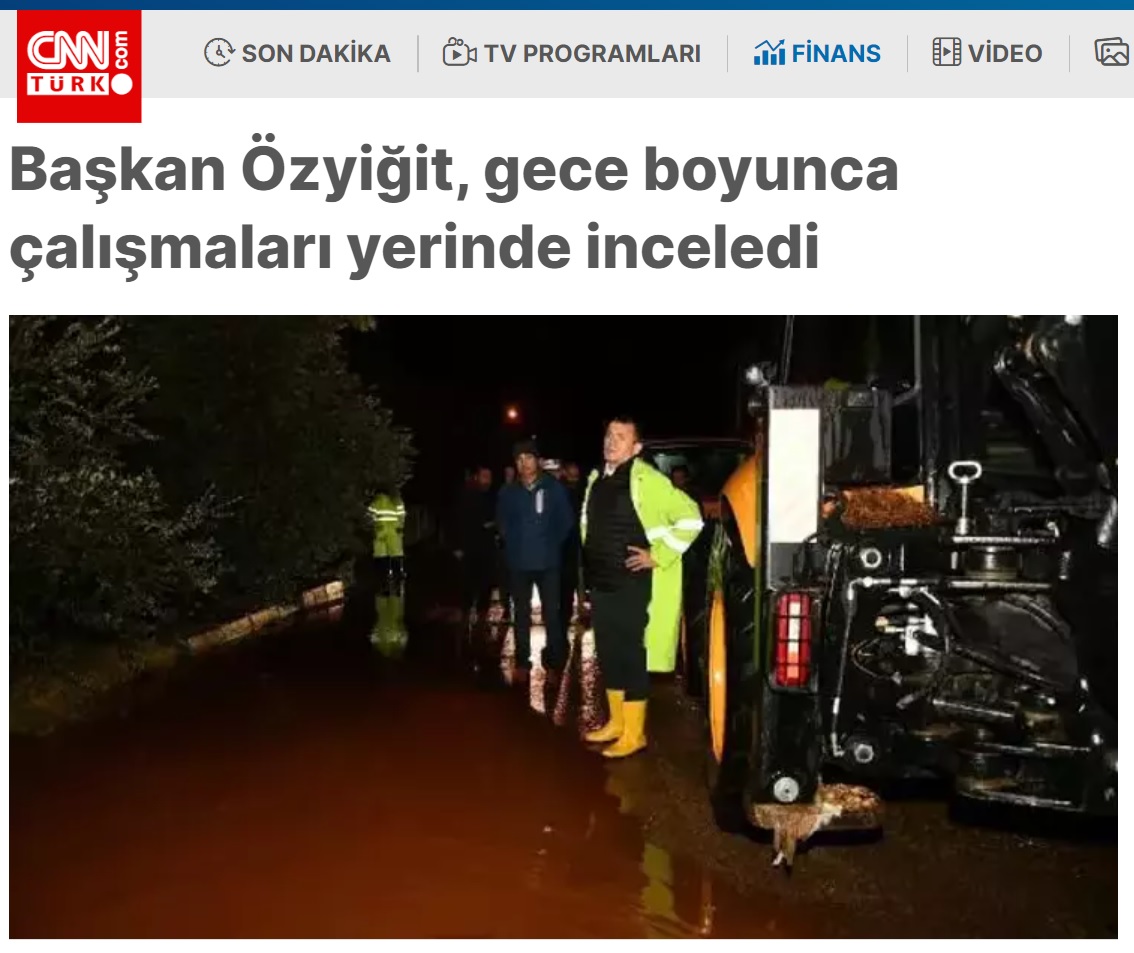 Başkan Abdullah Özyiğit, gece boyunca çalışmaları yerinde inceledi