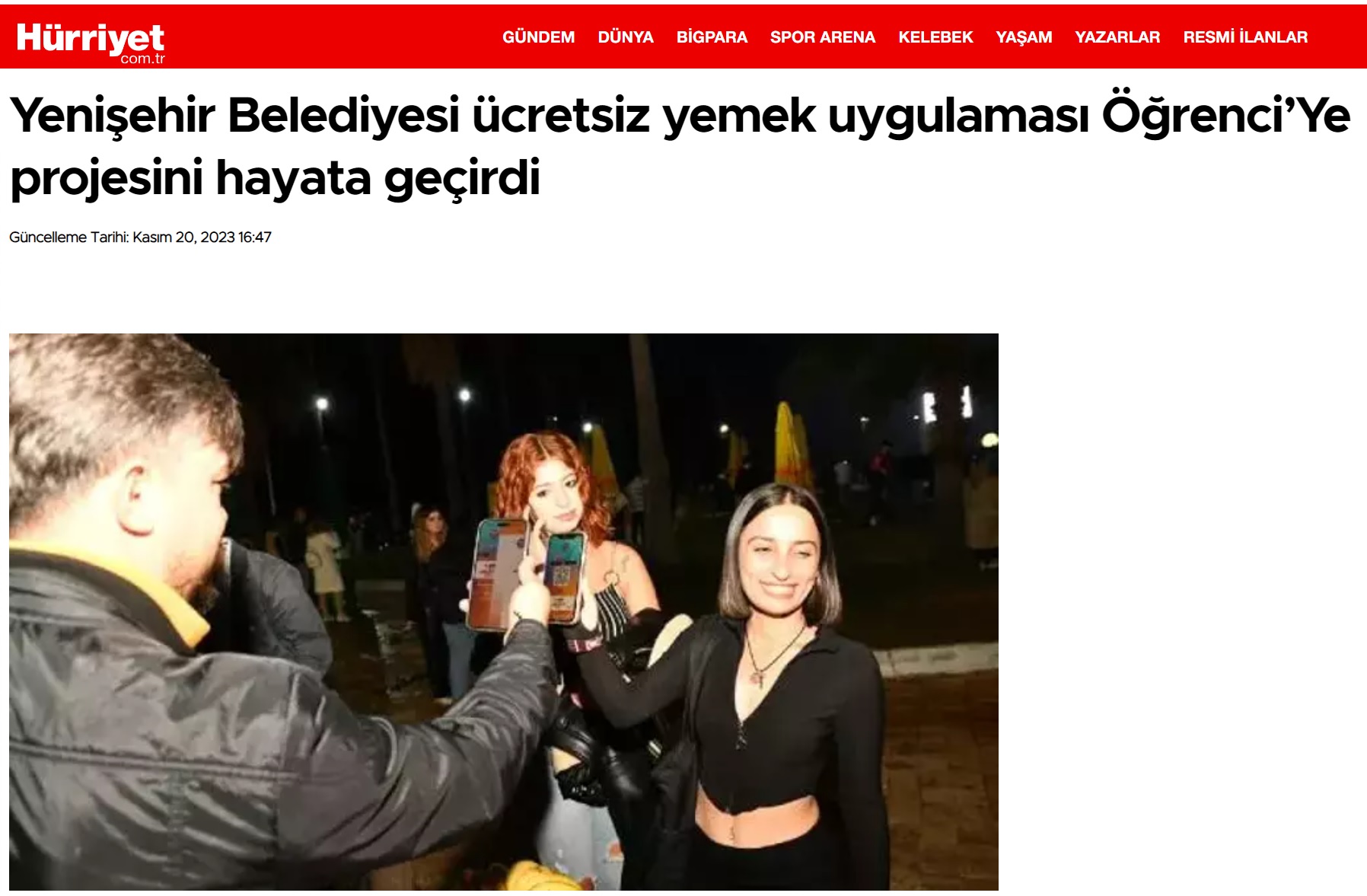 Yenişehir Belediyesi ücretsiz yemek uygulaması Öğrenci’Ye projesini hayata geçirdi