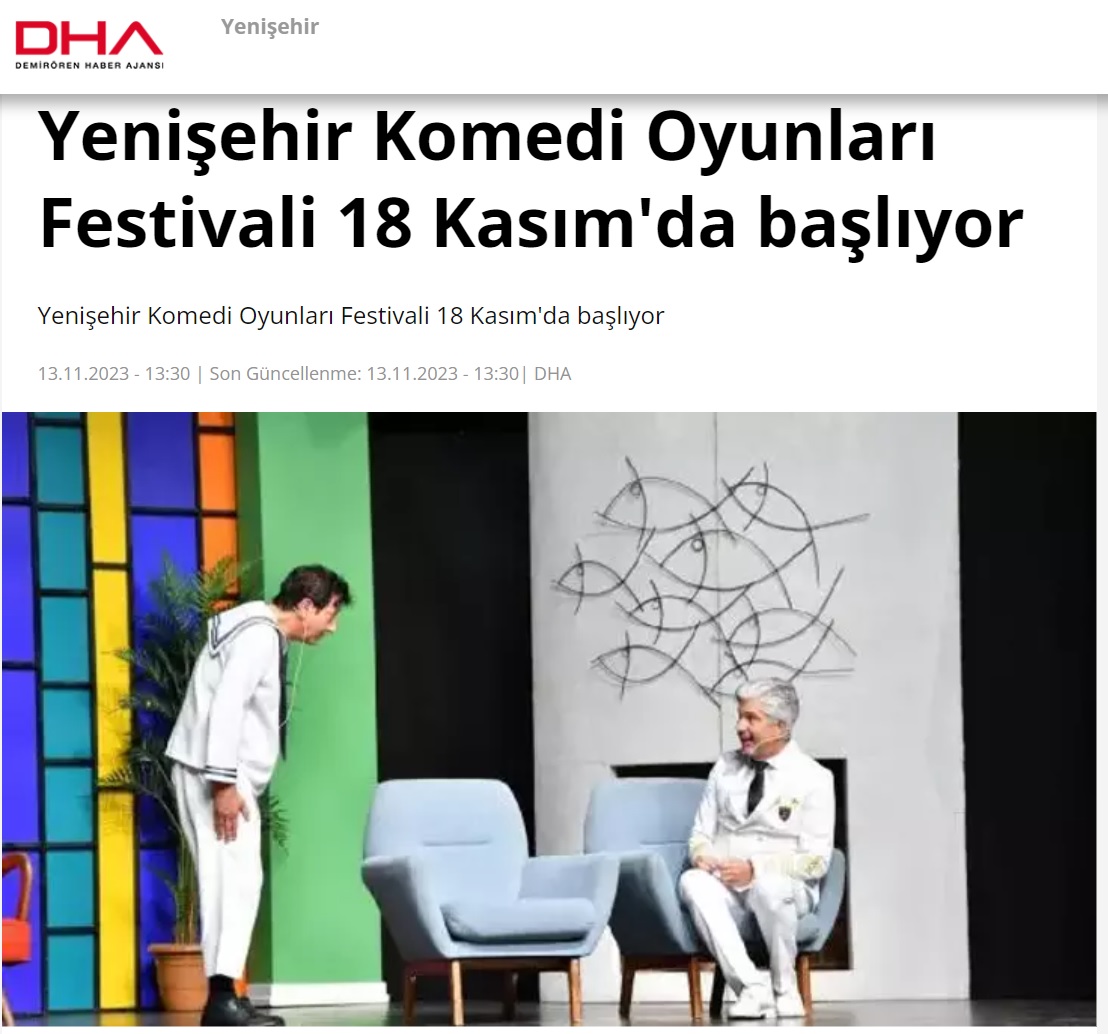 3. Yenişehir Komedi Oyunları Festivali 18 Kasım’da başlıyor