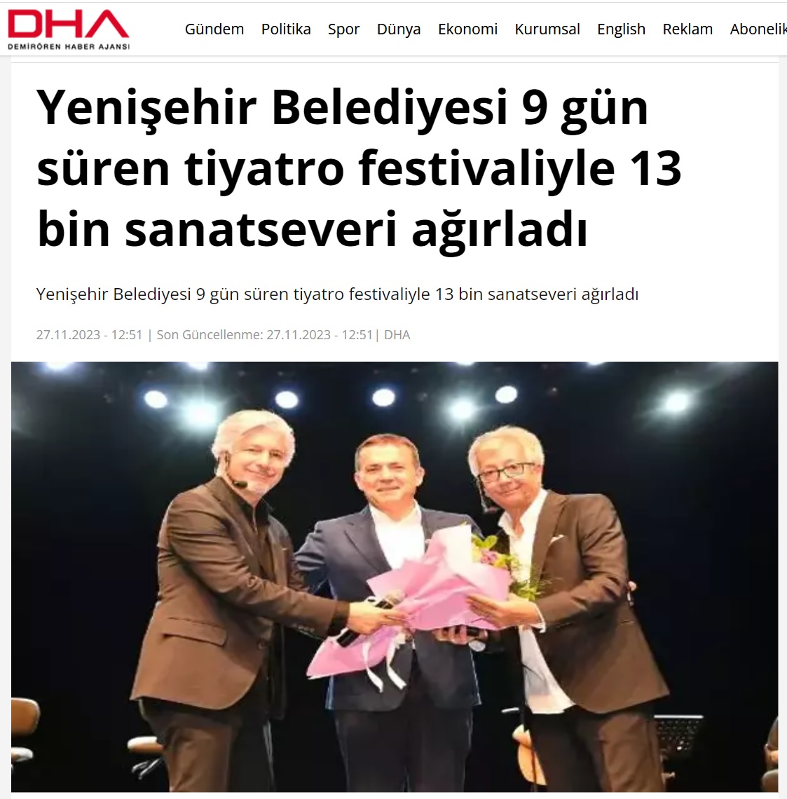 Yenişehir Belediyesi 9 gün süren tiyatro festivaliyle 13 bin sanatseveri ağırladı