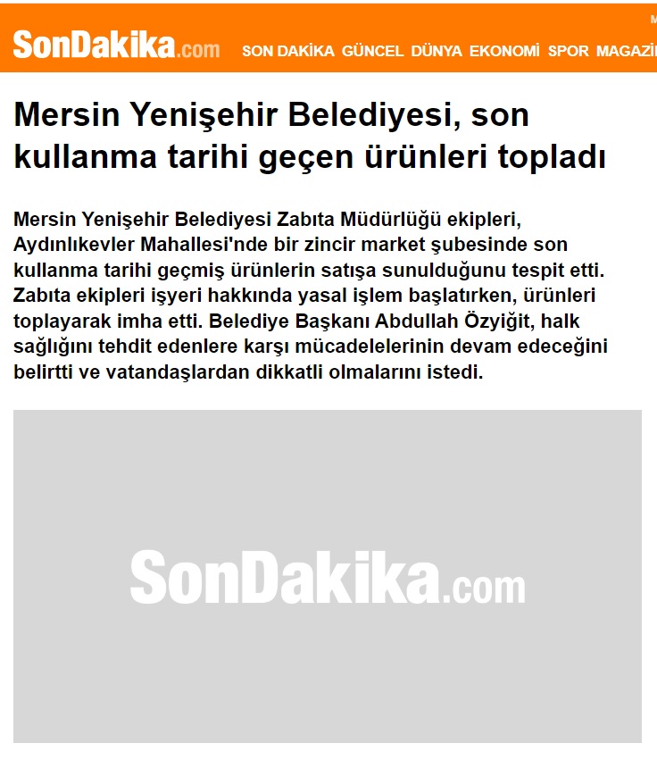 Yenişehir Belediyesi son kullanma tarihi geçmiş ürünler tespit etti
