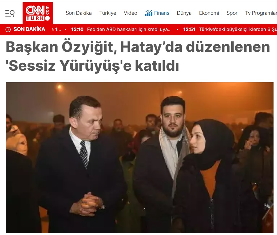 Başkan Abdullah Özyiğit, Hatay’da düzenlenen “Sessiz Yürüyüş”e katıldı