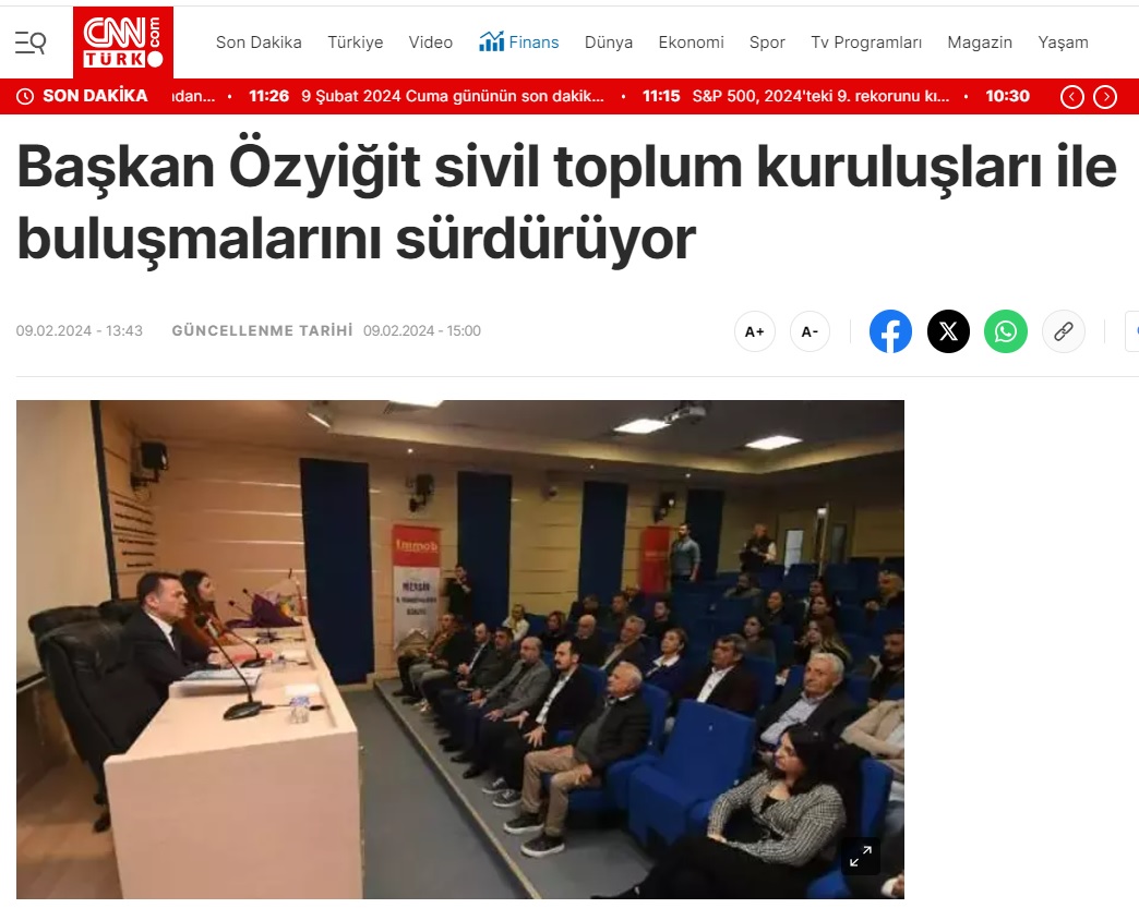 Başkan Abdullah Özyiğit sivil toplum kuruluşları ile buluşmalarını sürdürüyor