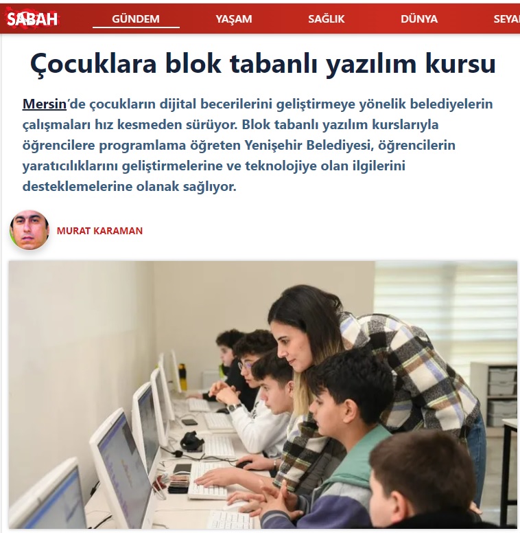 Yenişehir Belediyesinden çocuklara blok tabanlı yazılım kursu