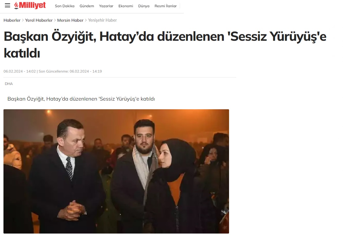 Başkan Abdullah Özyiğit, Hatay’da düzenlenen “Sessiz Yürüyüş”e katıldı