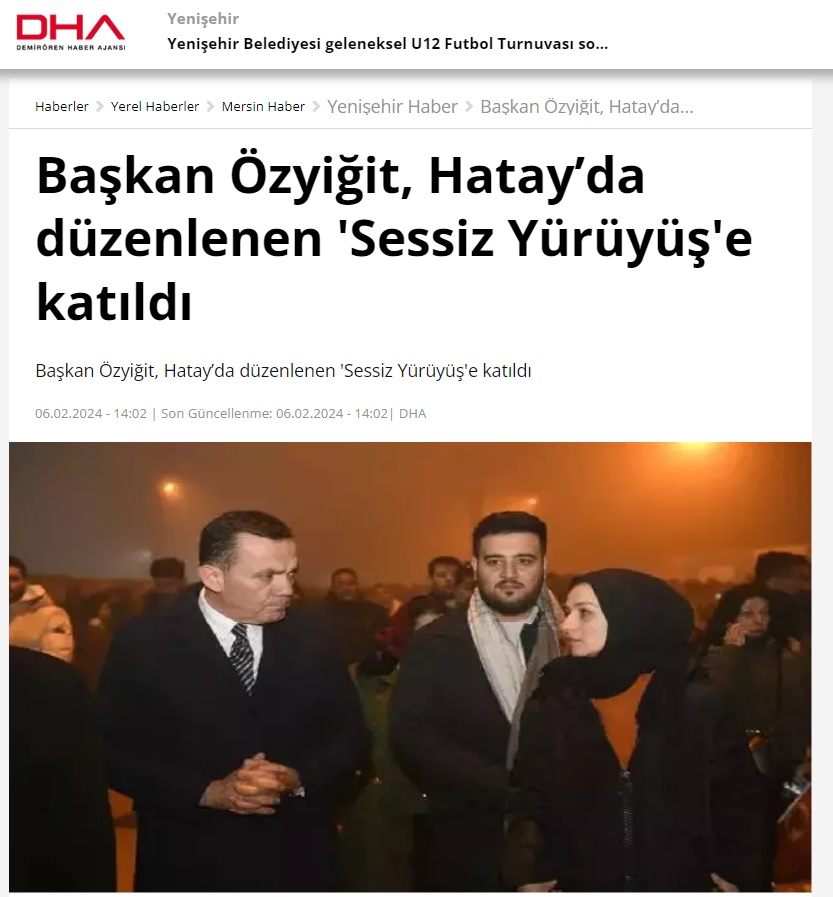 Başkan Özyiğit, Hatay’da düzenlenen 'Sessiz Yürüyüş'e katıldı