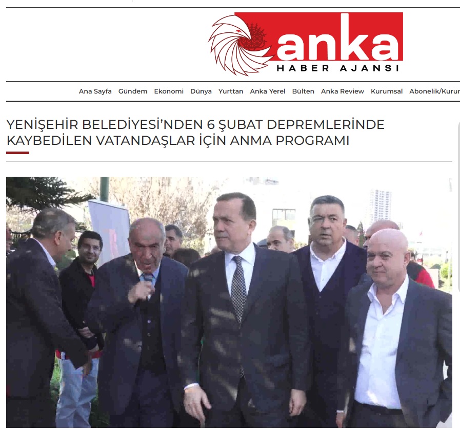 Yenişehir Belediyesi 6 Şubat’ta yaşamını yitirenler için anma programı düzenledi