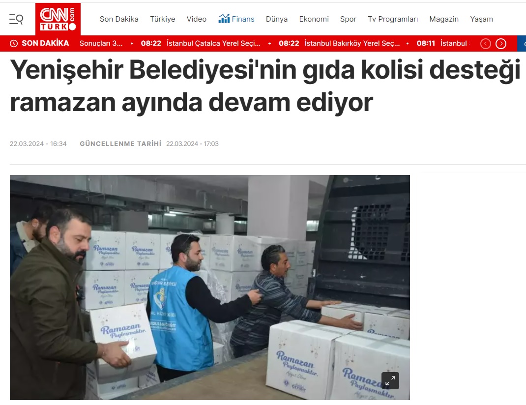 Yenişehir Belediyesinin gıda kolisi desteği Ramazan ayında devam ediyor