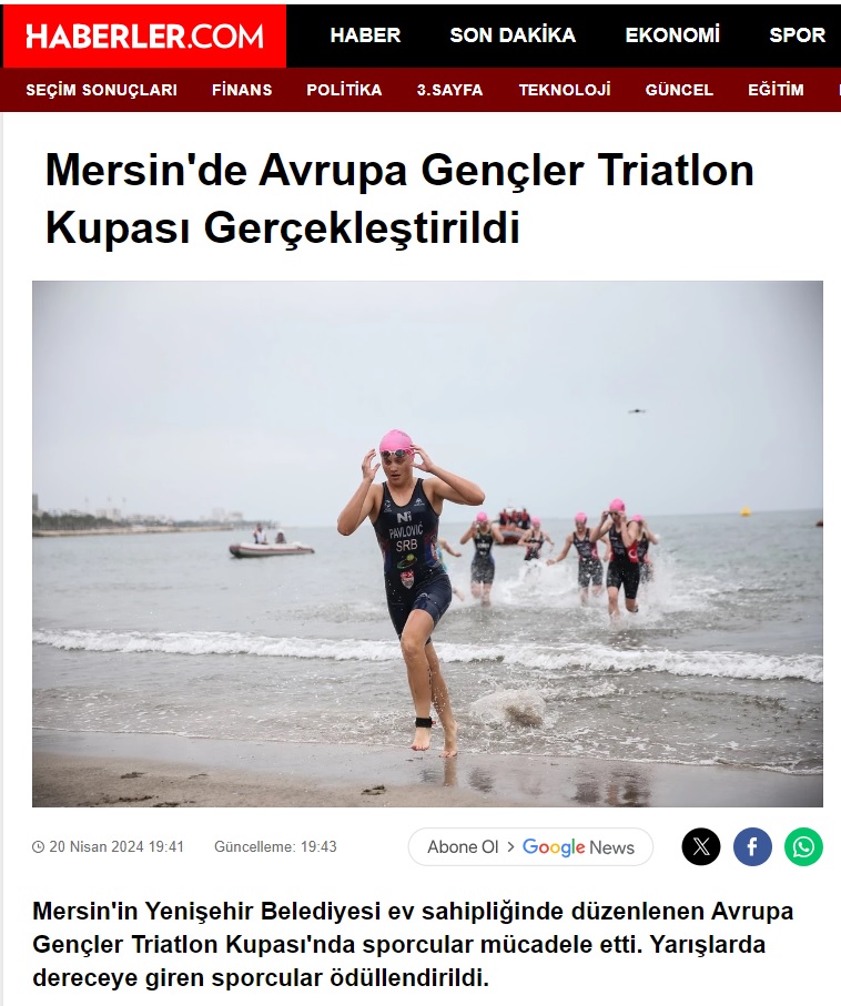 Mersin'de Avrupa Gençler Triatlon Kupası Gerçekleştirildi
