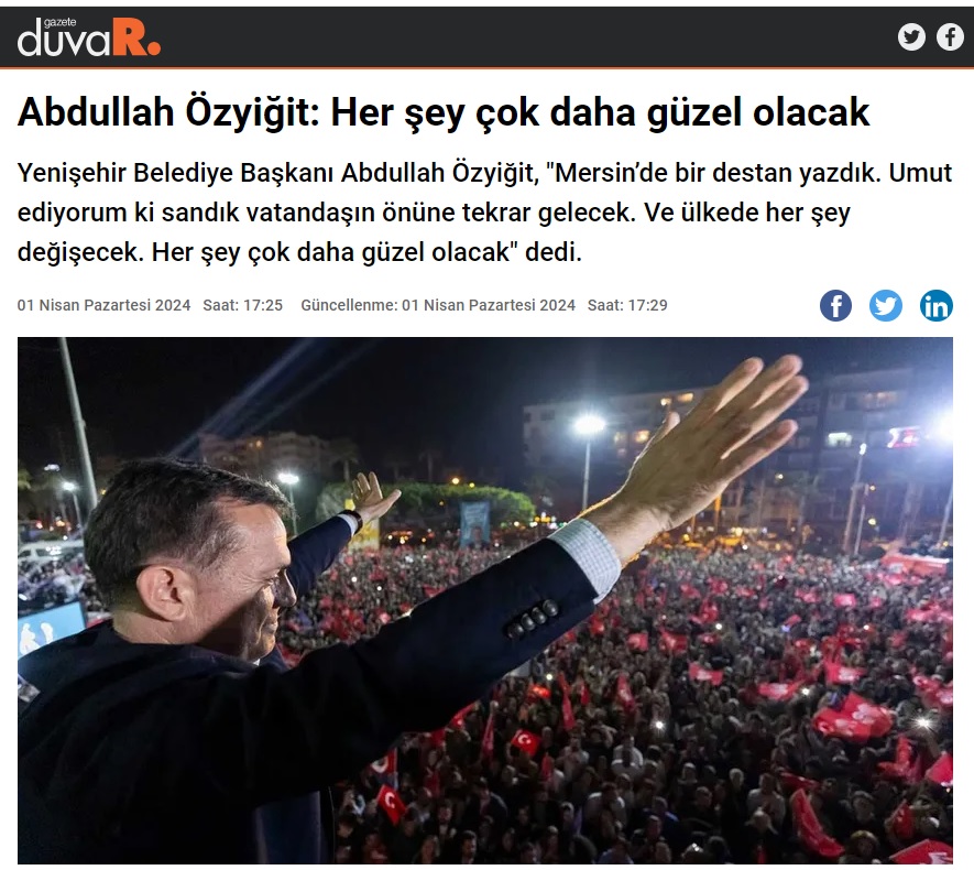 Yenişehir yeniden Abdullah Özyiğit dedi