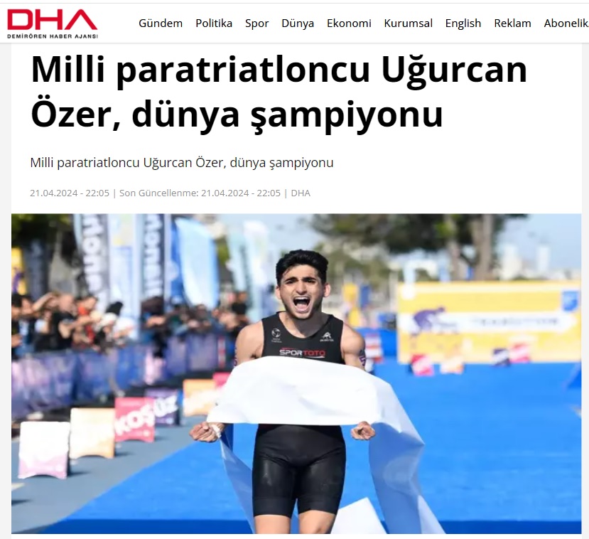 Milli paratriatloncu Uğurcan Özer, dünya şampiyonu